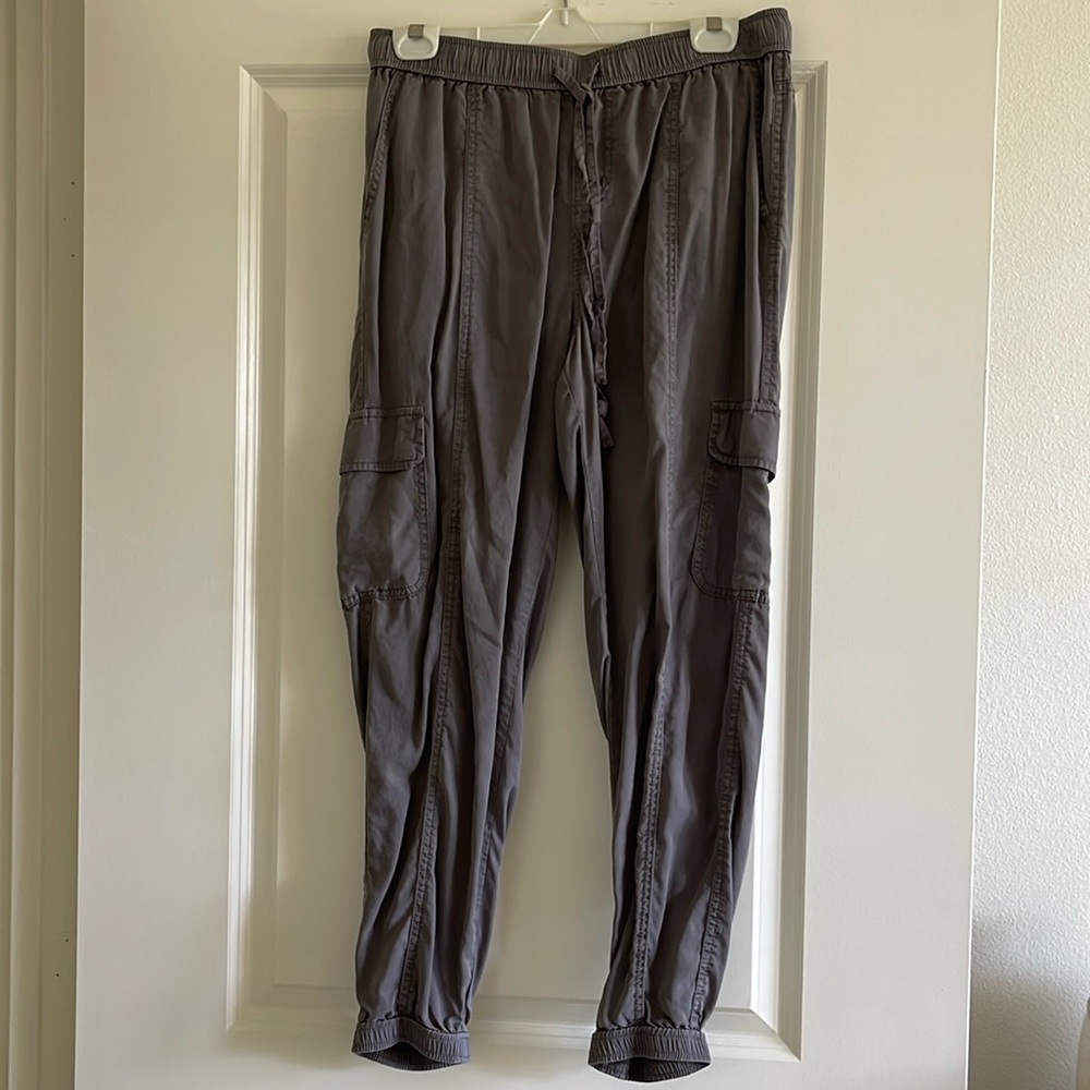 Gray cargo style pants